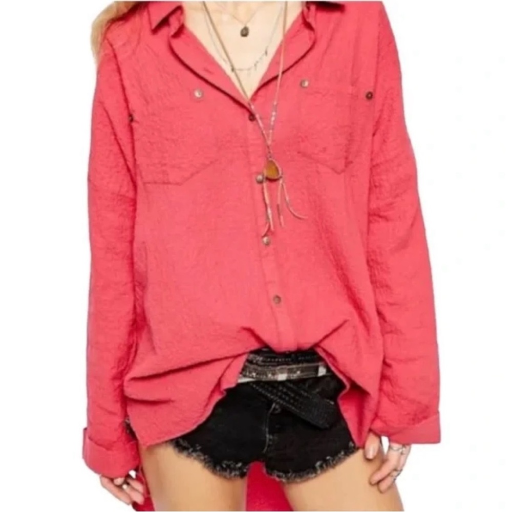 Free People coral Textured Top